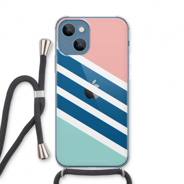 Strepen pastel: iPhone 13 Transparant Hoesje met koord