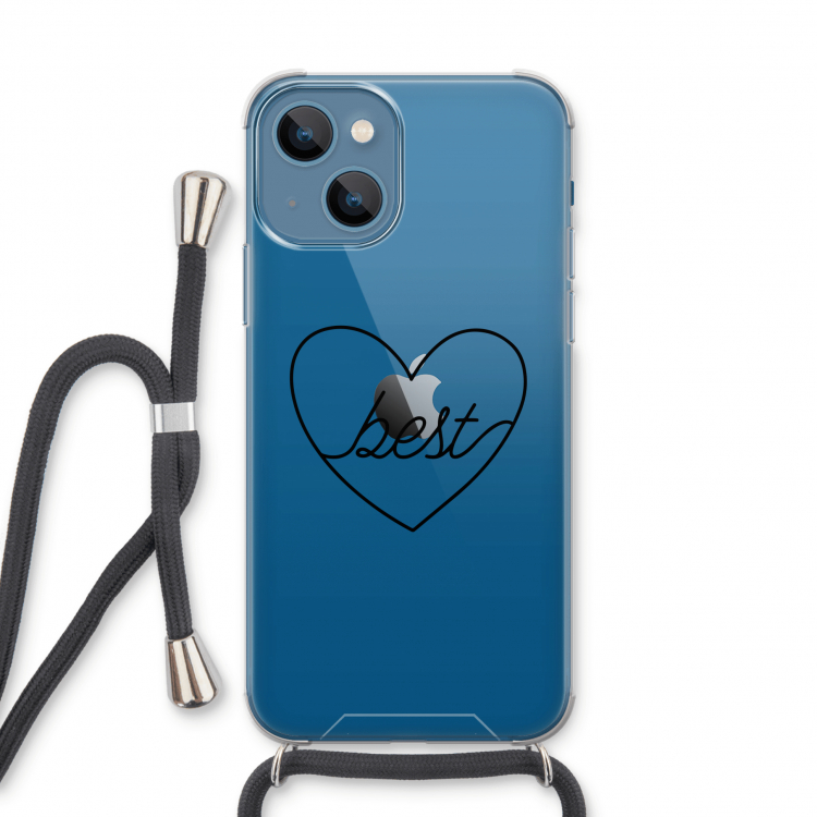 Best heart black: iPhone 13 Transparant Hoesje met koord