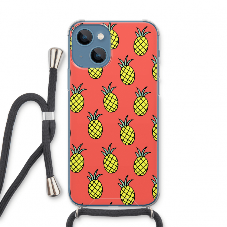 Ananas: iPhone 13 Transparant Hoesje met koord