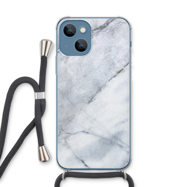 Witte marmer: iPhone 13 Transparant Hoesje met koord