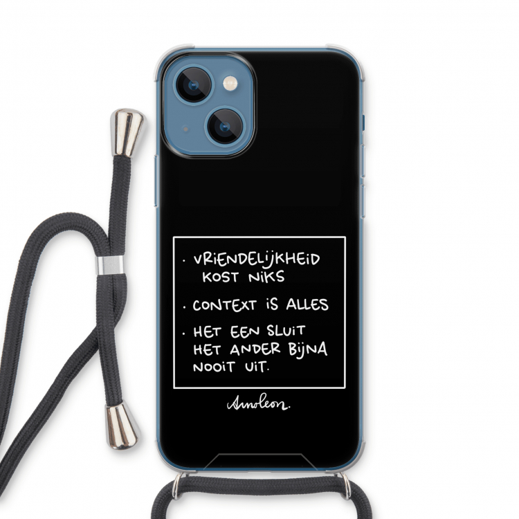 Mijn Motto's: iPhone 13 Transparant Hoesje met koord