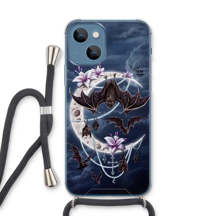 Vleermuizen Maan: iPhone 13 Transparant Hoesje met koord