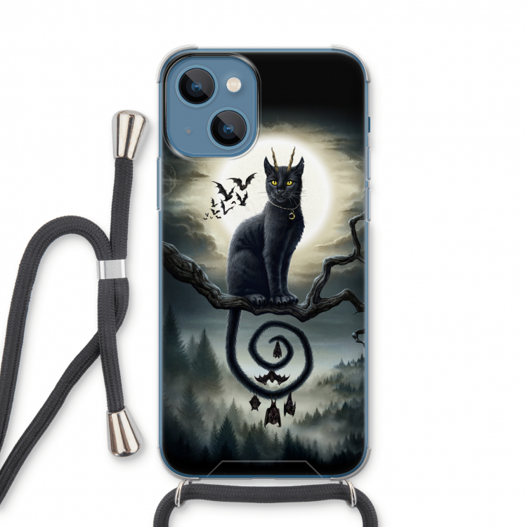 Moonlight Companions: iPhone 13 Transparant Hoesje met koord