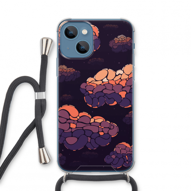 Patroon Wolken: iPhone 13 mini Transparant Hoesje met koord