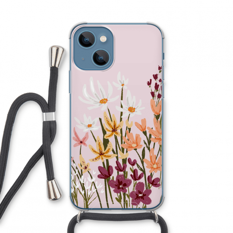 Painted wildflowers: iPhone 13 mini Transparant Hoesje met koord