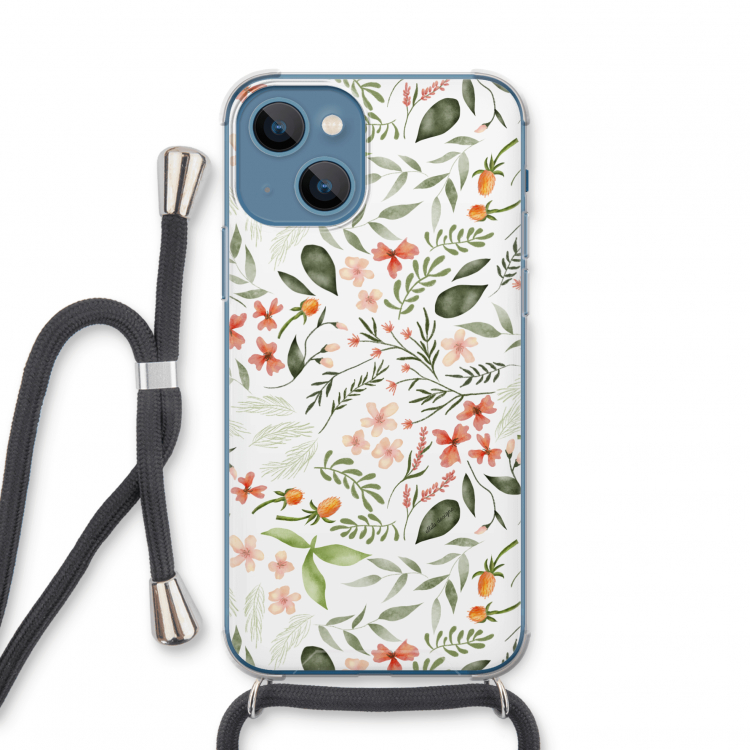Sweet little flowers: iPhone 13 mini Transparant Hoesje met koord