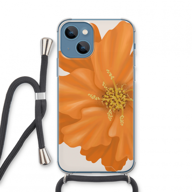 Orange Ellila flower: iPhone 13 mini Transparant Hoesje met koord