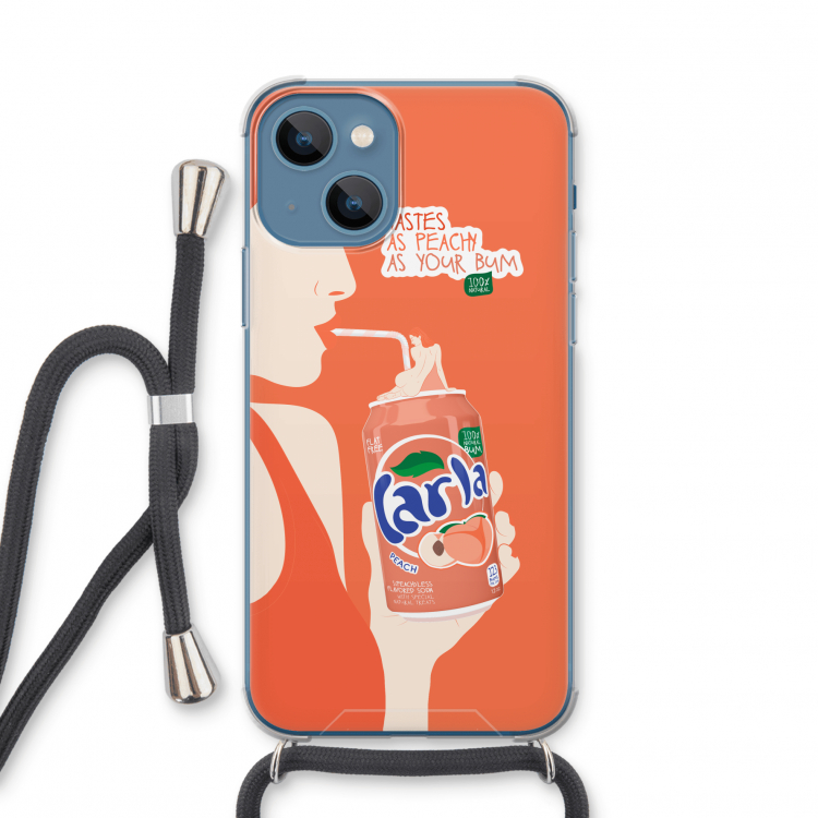 Peach please!: iPhone 13 mini Transparant Hoesje met koord