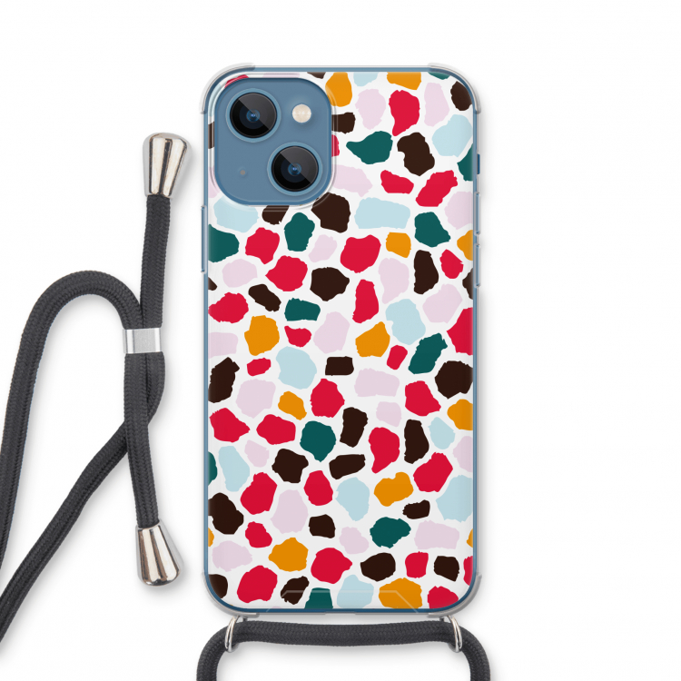 Colored Giraffe: iPhone 13 mini Transparant Hoesje met koord