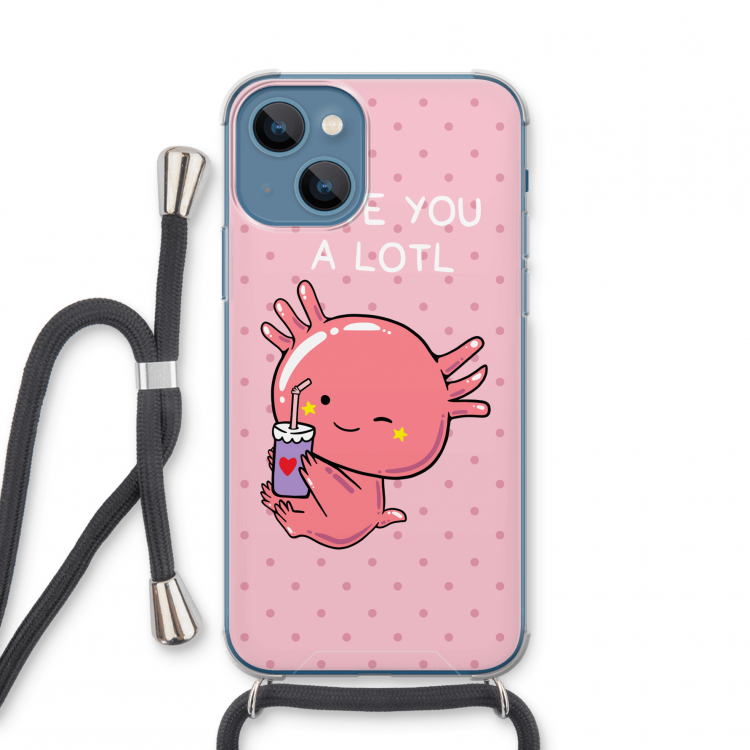 Love You A Lotl: iPhone 13 mini Transparant Hoesje met koord