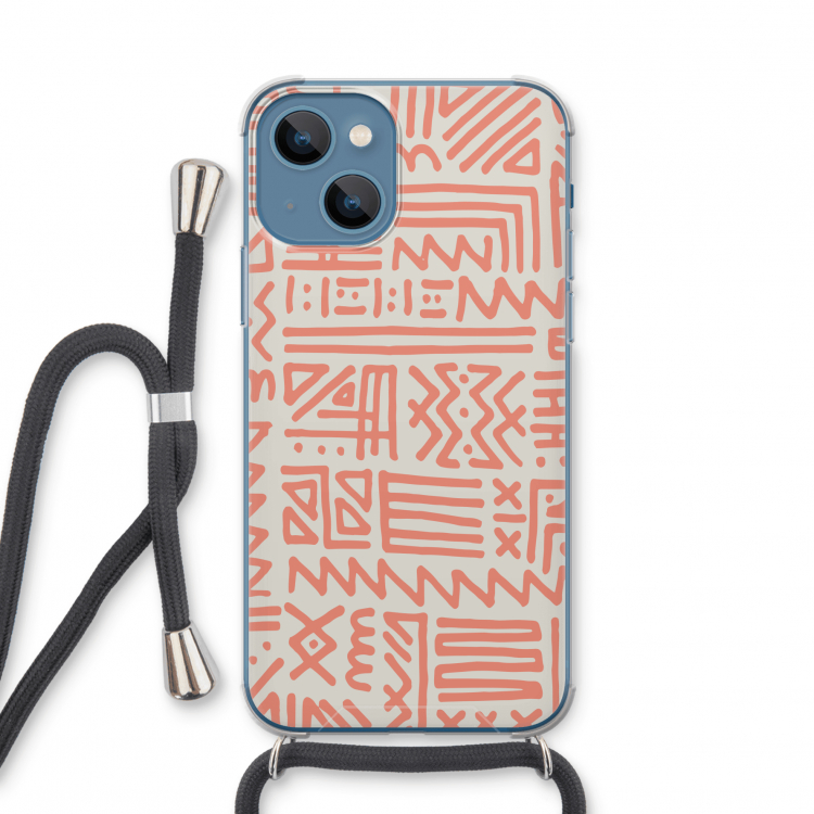 Marrakech Pink: iPhone 13 mini Transparant Hoesje met koord