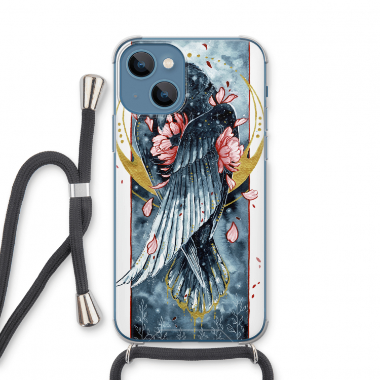 Golden Raven: iPhone 13 mini Transparant Hoesje met koord