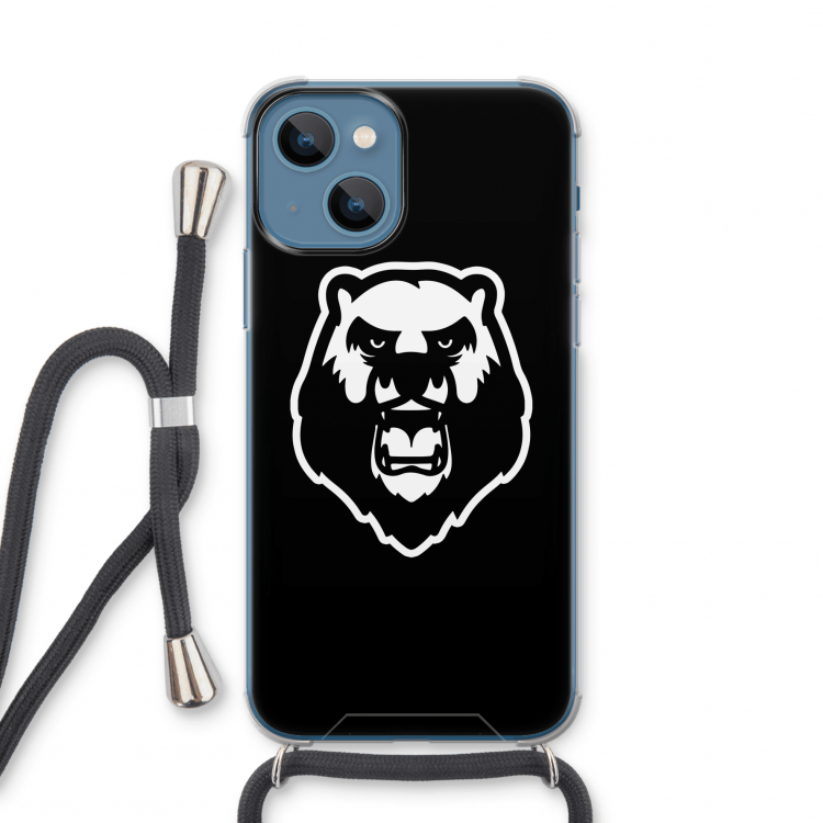 Angry Bear (black): iPhone 13 mini Transparant Hoesje met koord