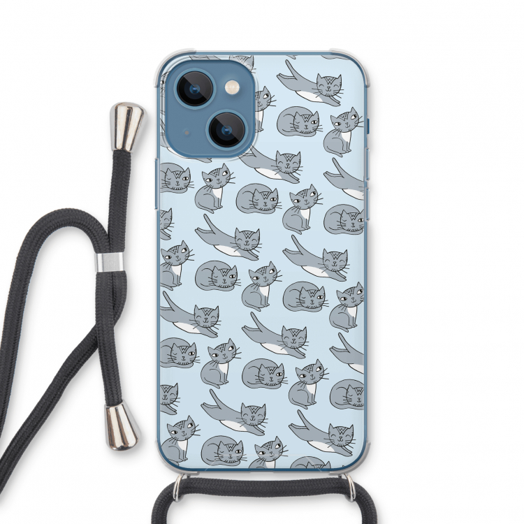 Poezen: iPhone 13 mini Transparant Hoesje met koord