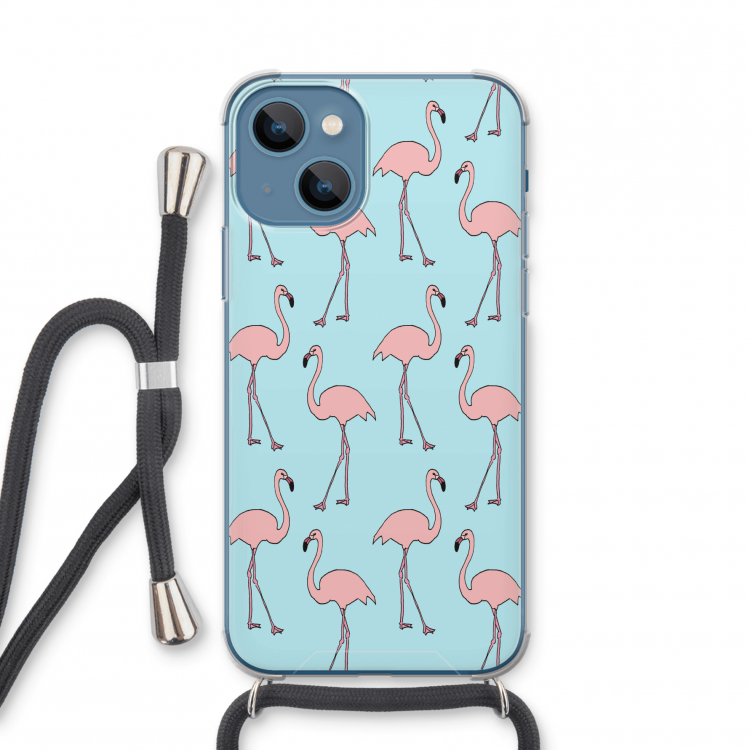 Anything Flamingoes: iPhone 13 mini Transparant Hoesje met koord