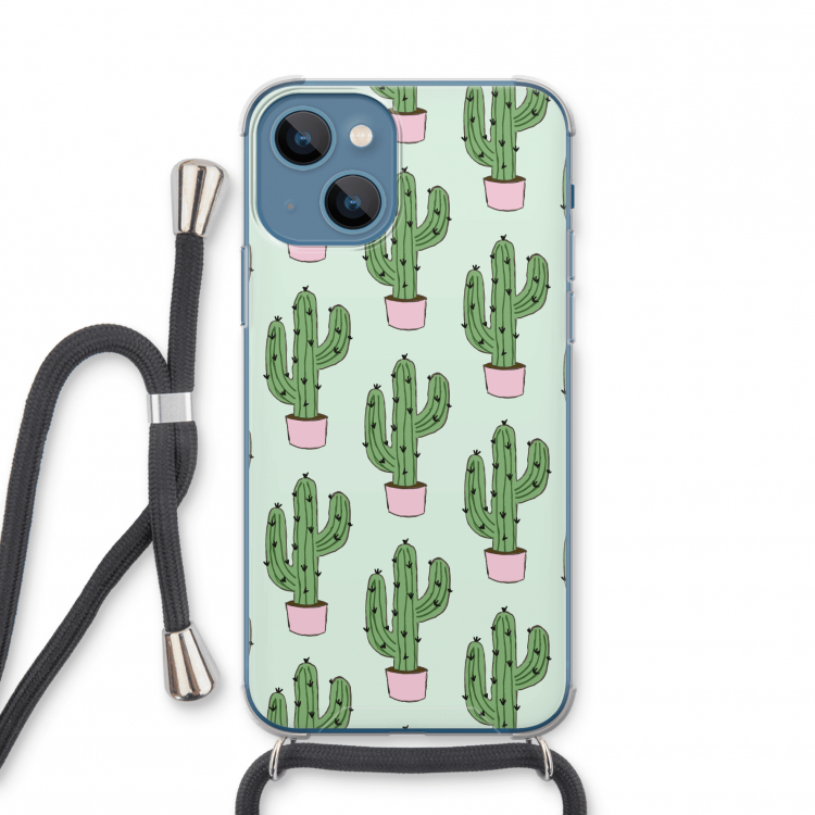 Cactus Lover: iPhone 13 mini Transparant Hoesje met koord