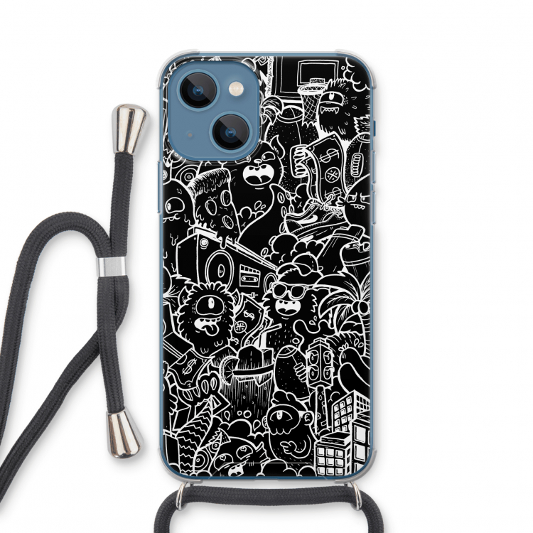 Vexx Black City : iPhone 13 mini Transparant Hoesje met koord