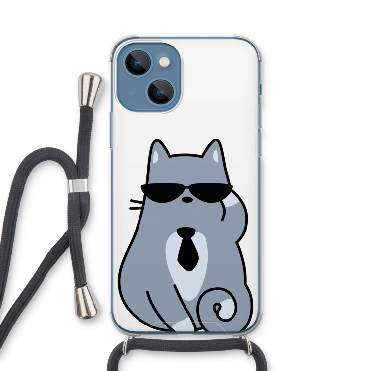 Cool cat: iPhone 13 mini Transparant Hoesje met koord