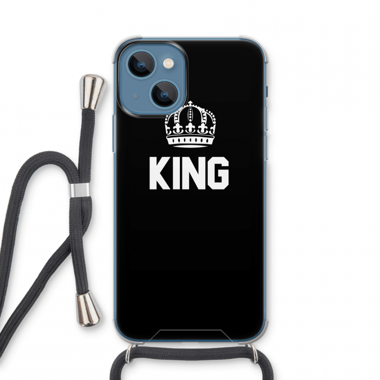 King zwart: iPhone 13 mini Transparant Hoesje met koord