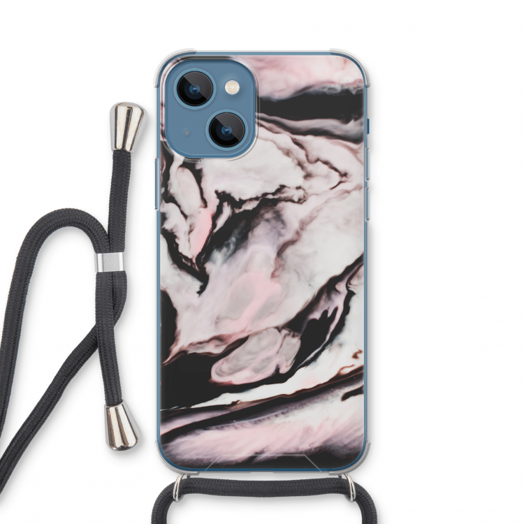 Roze stroom: iPhone 13 mini Transparant Hoesje met koord