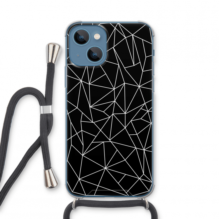 Geometrische lijnen wit: iPhone 13 mini Transparant Hoesje met koord