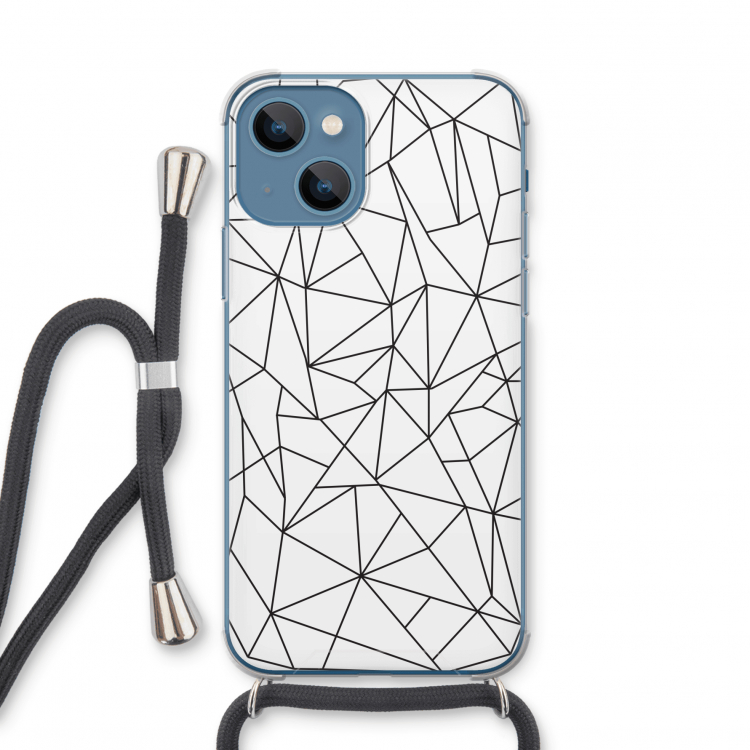 Geometrische lijnen zwart: iPhone 13 mini Transparant Hoesje met koord