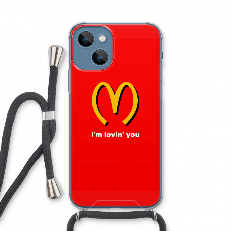 I'm lovin' you: iPhone 13 mini Transparant Hoesje met koord