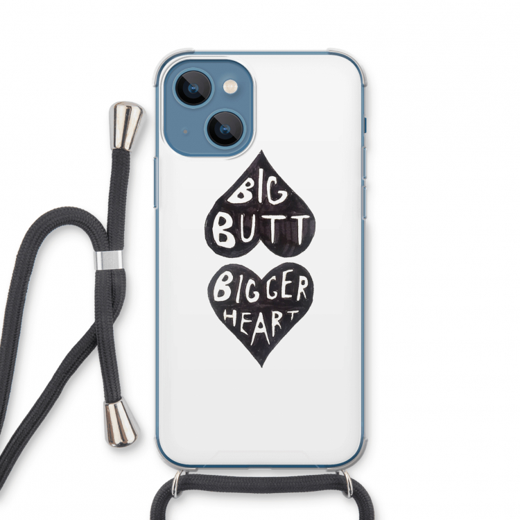 Big butt bigger heart: iPhone 13 mini Transparant Hoesje met koord