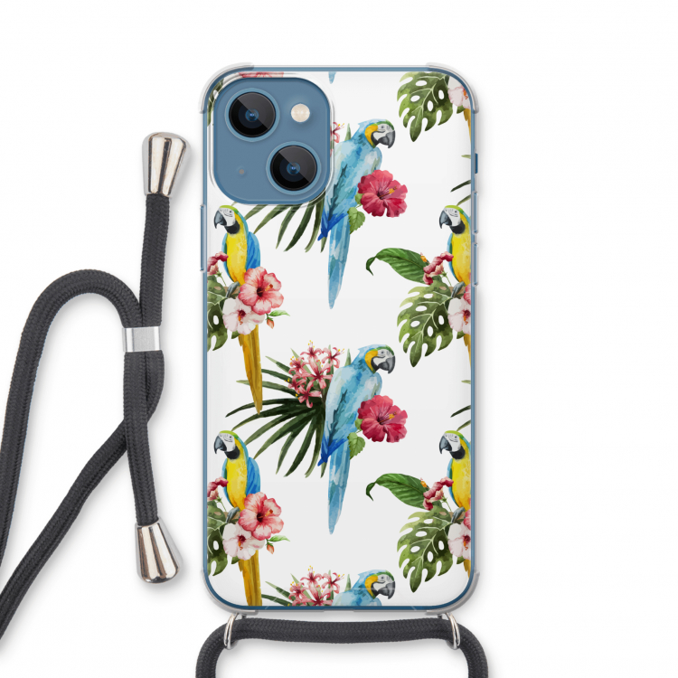Kleurrijke papegaaien: iPhone 13 mini Transparant Hoesje met koord