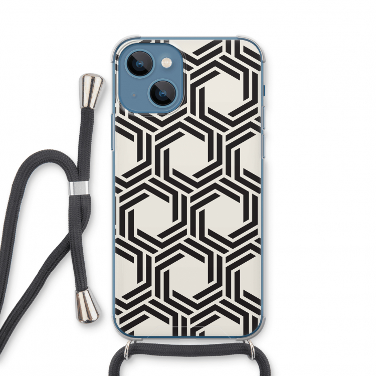 Geometrisch patroon: iPhone 13 mini Transparant Hoesje met koord
