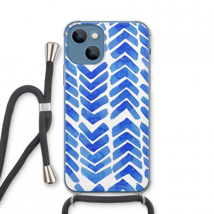 Blauwe pijlen: iPhone 13 mini Transparant Hoesje met koord
