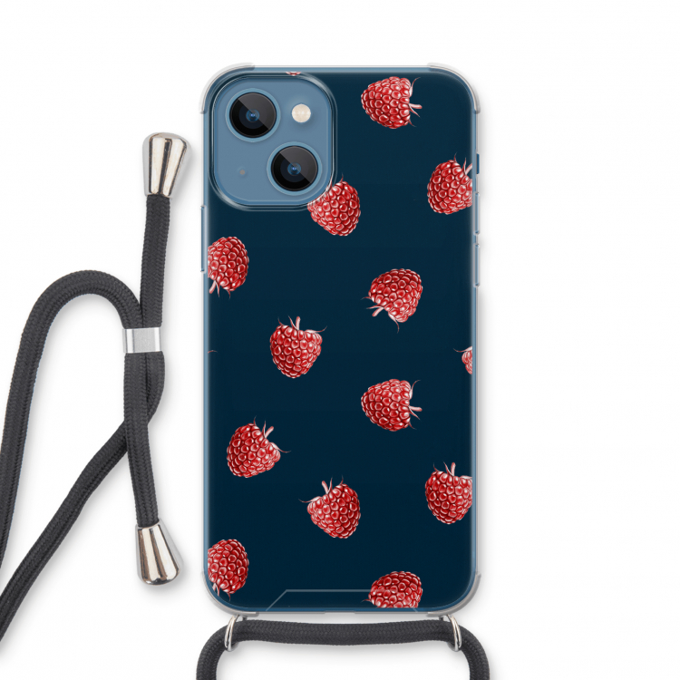 Framboosjes: iPhone 13 mini Transparant Hoesje met koord