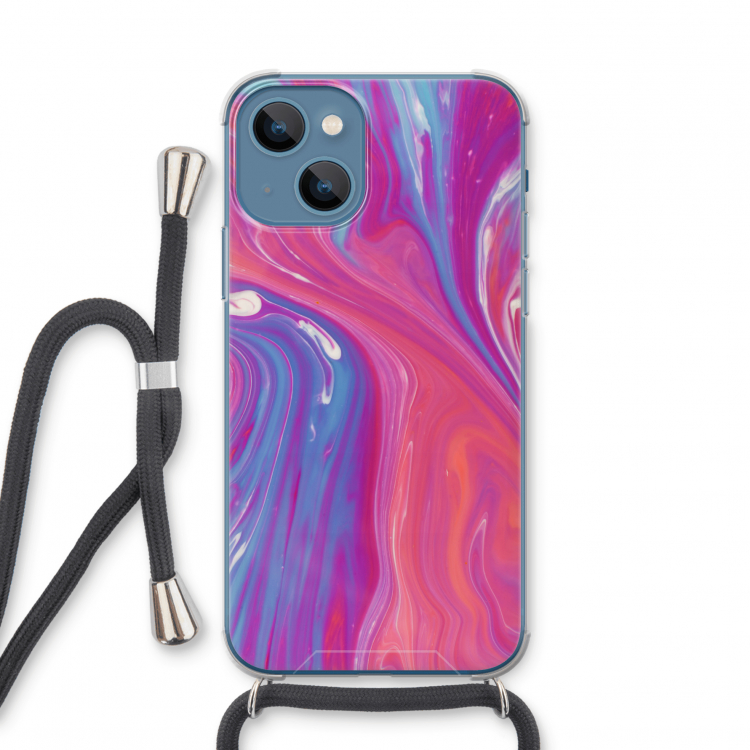 Paarse stroom: iPhone 13 mini Transparant Hoesje met koord