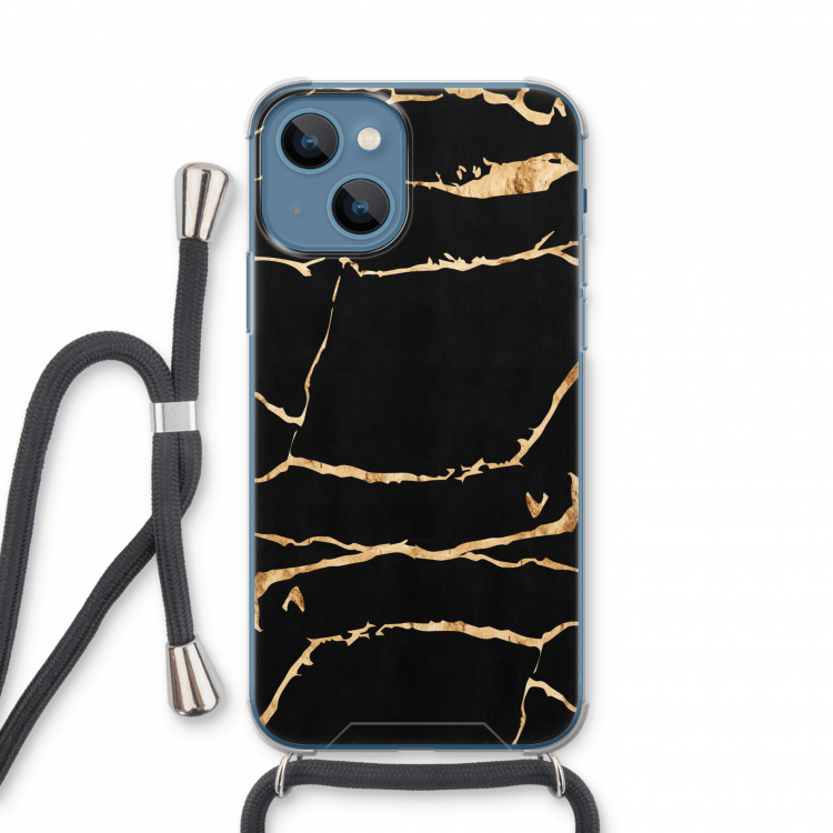 Gouden marmer: iPhone 13 mini Transparant Hoesje met koord