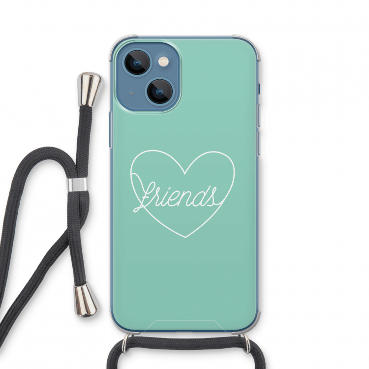 Friends heart pastel: iPhone 13 mini Transparant Hoesje met koord
