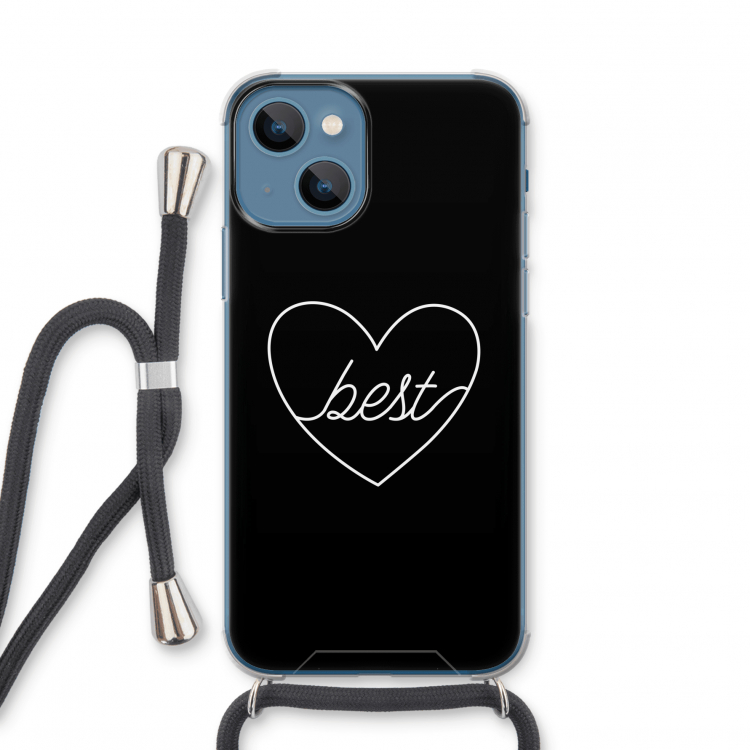 Best heart black: iPhone 13 mini Transparant Hoesje met koord
