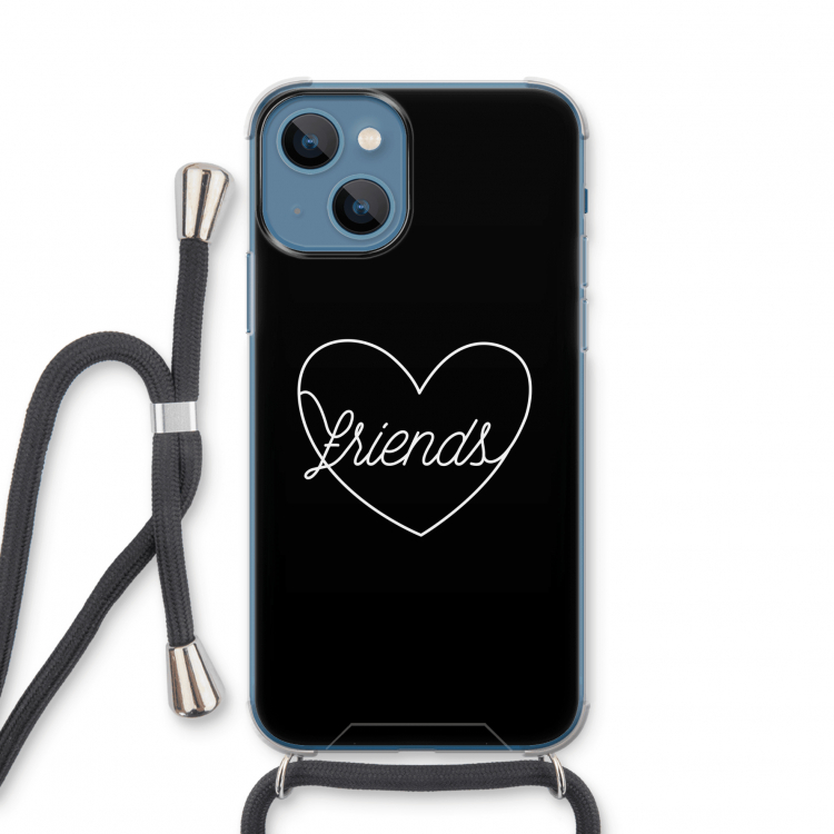 Friends heart black: iPhone 13 mini Transparant Hoesje met koord