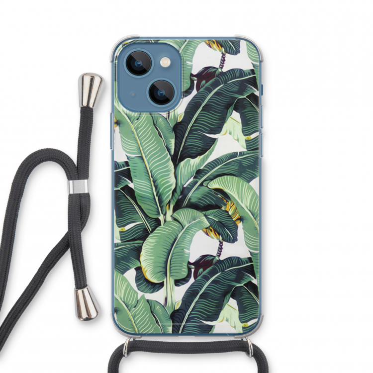 Bananenbladeren: iPhone 13 mini Transparant Hoesje met koord