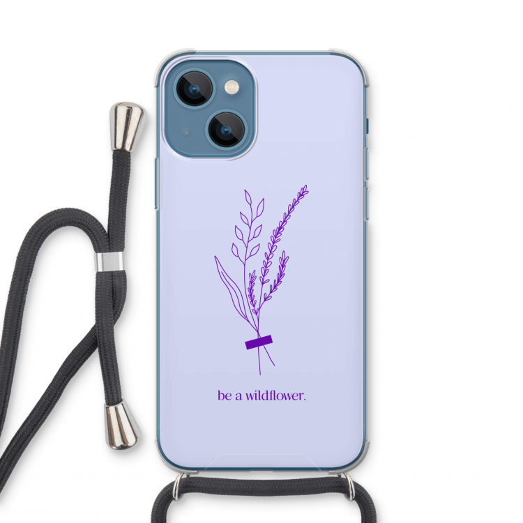 Be a wildflower: iPhone 13 mini Transparant Hoesje met koord