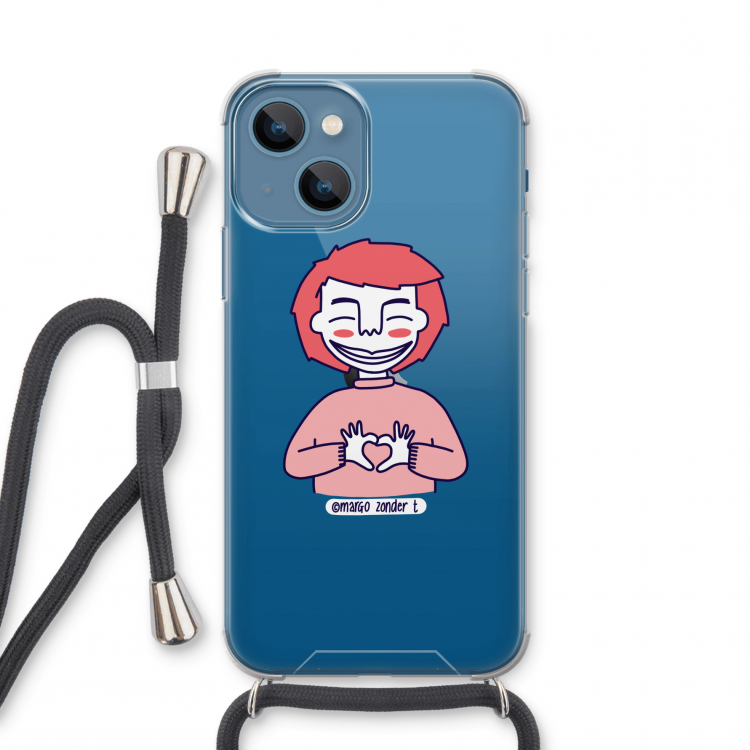 Hartje: iPhone 13 mini Transparant Hoesje met koord