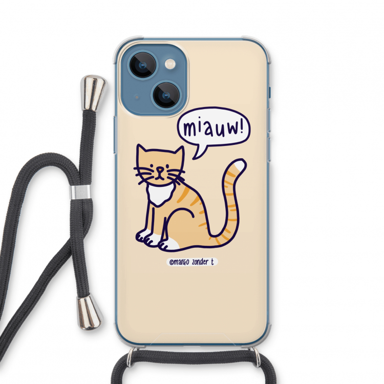 Miauw: iPhone 13 mini Transparant Hoesje met koord