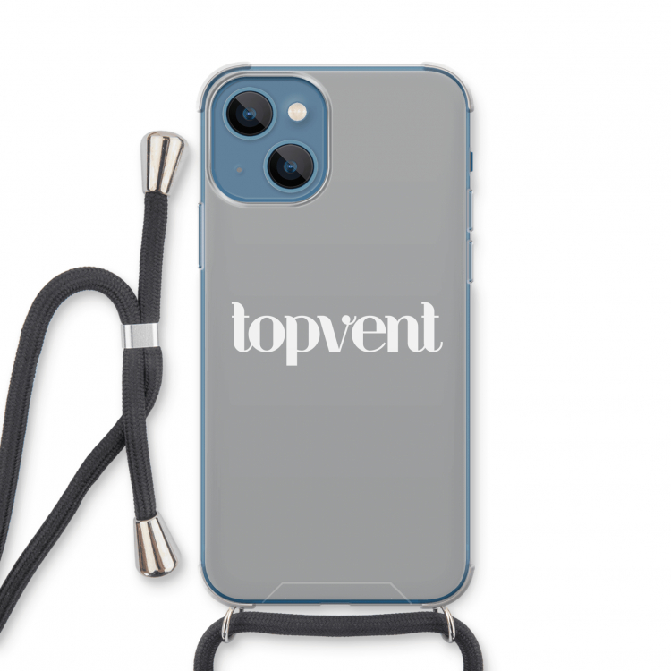 Topvent Grijs Wit: iPhone 13 mini Transparant Hoesje met koord