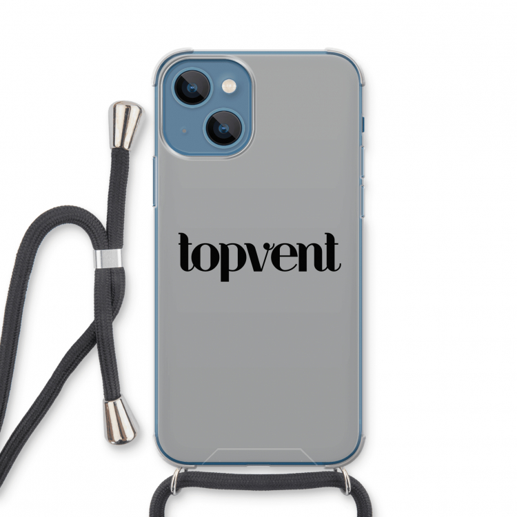Topvent Grijs Zwart: iPhone 13 mini Transparant Hoesje met koord
