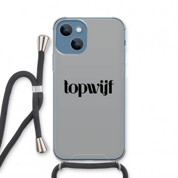 Topwijf Grijs Zwart: iPhone 13 mini Transparant Hoesje met koord
