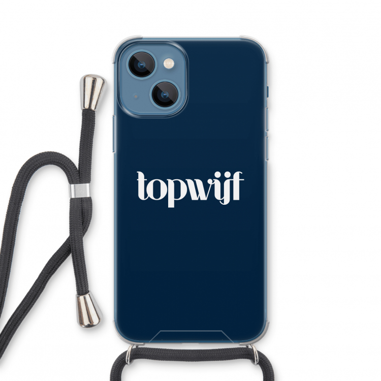 Topwijf Navy: iPhone 13 mini Transparant Hoesje met koord