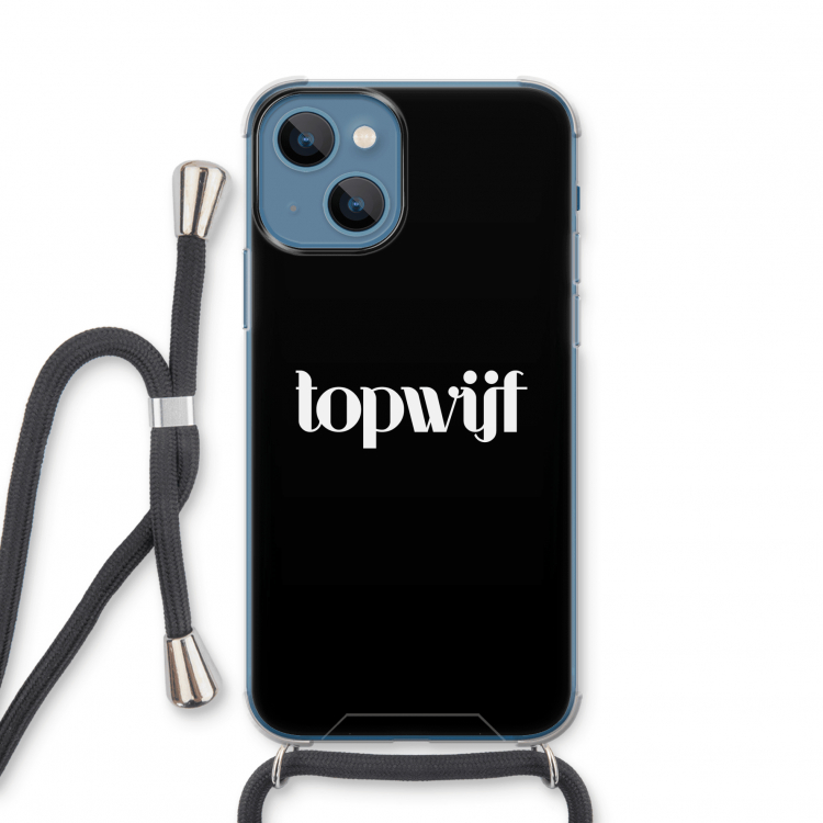 Topwijf Zwart: iPhone 13 mini Transparant Hoesje met koord