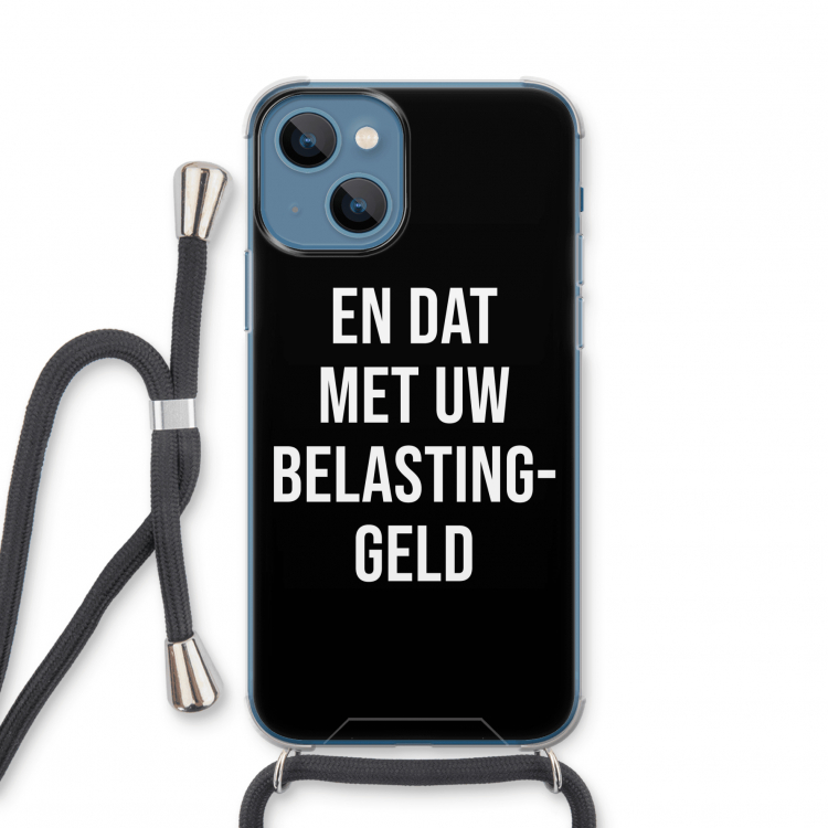 Belastinggeld - Zwart: iPhone 13 mini Transparant Hoesje met koord