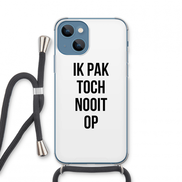 Ik pak nooit op: iPhone 13 mini Transparant Hoesje met koord