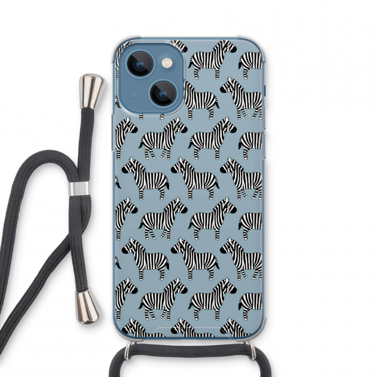 Zebra: iPhone 13 mini Transparant Hoesje met koord