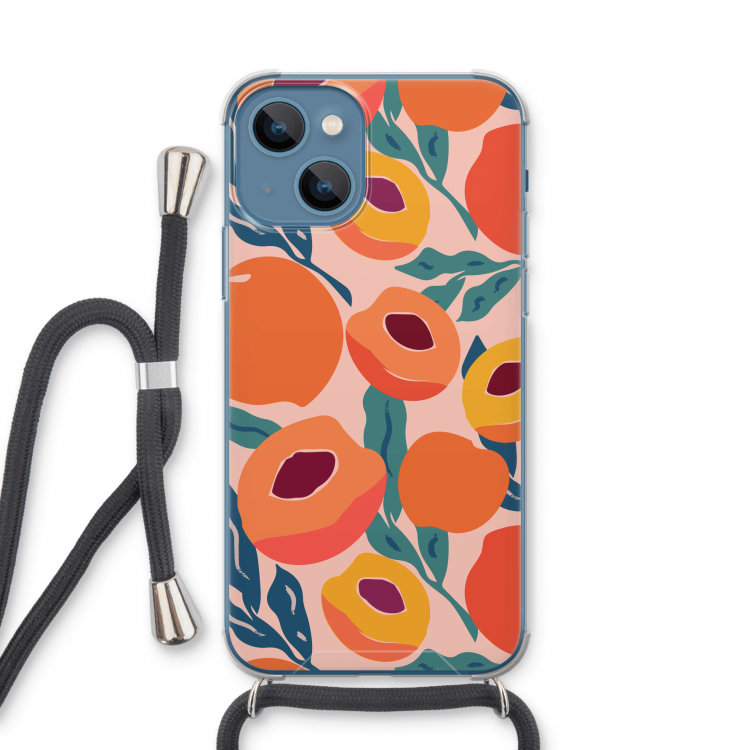 Perzik: iPhone 13 mini Transparant Hoesje met koord